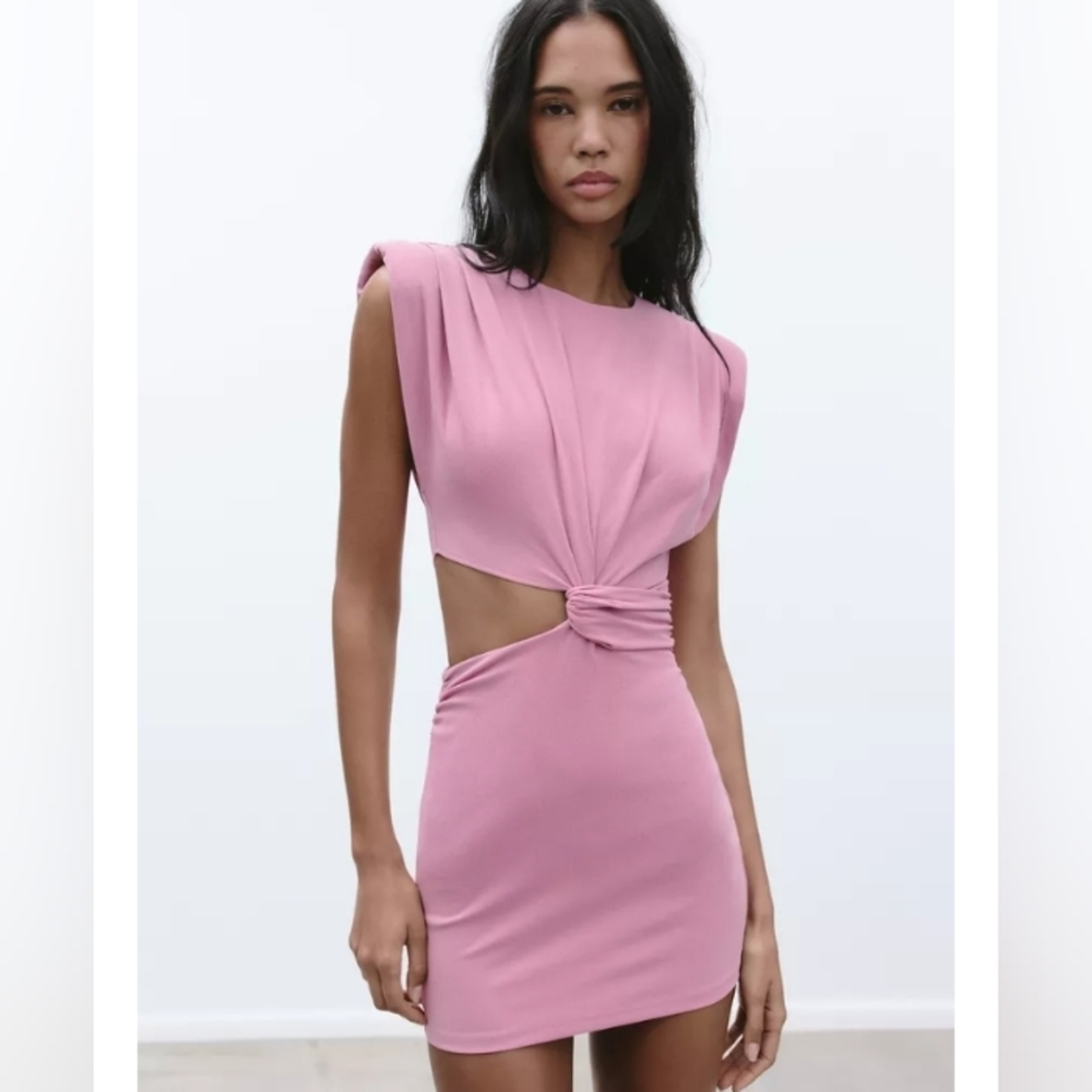 Zara Cut-Out Shoulder Pad Dress - Picture 2 of 7
